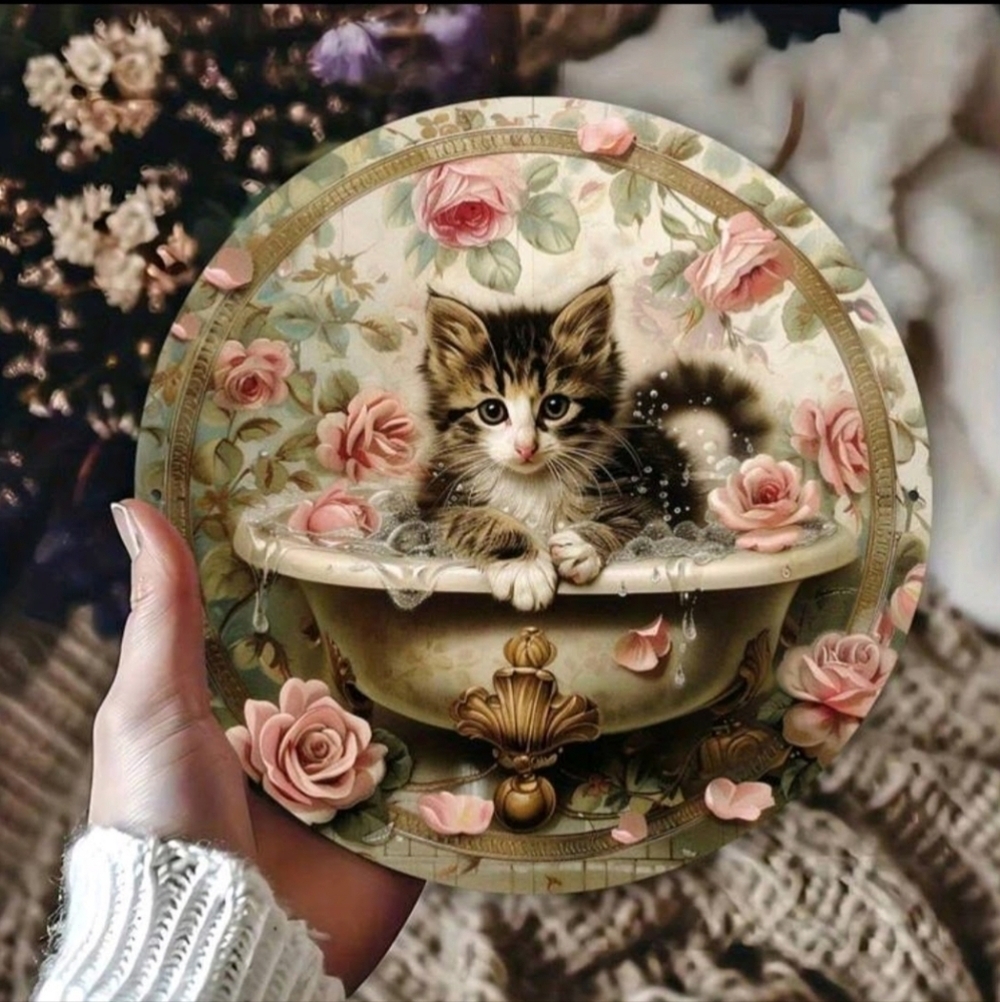 Cat Plate Wall Decor Metallic